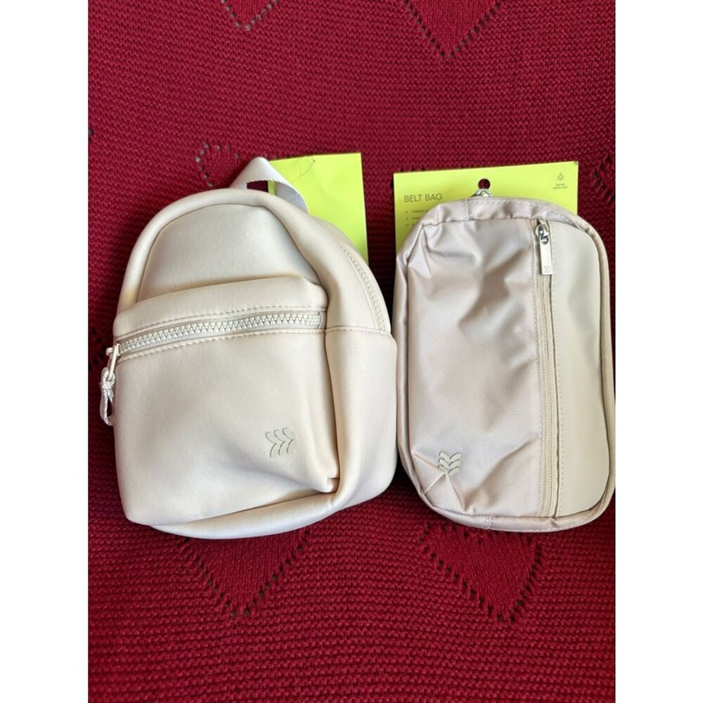 NWT All inMotion Cream Mini Backpack and Belt 2 Bag Set -Cream Women Bags